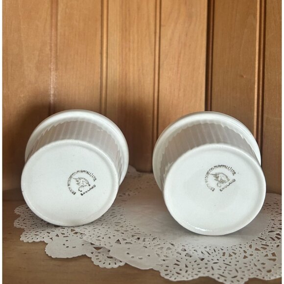 Vintage Enoch Wedgwood Tunstall Ironstone Ramekins Classic White Edme Set of 2 - Picture 6 of 8